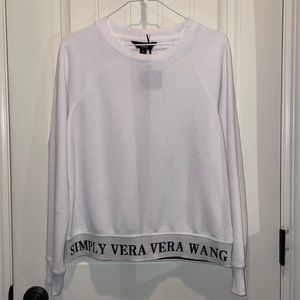 SIMPLY VERA  XS White Top Waffle Knit. Long cuffed sleeves NWT Classy and Warm